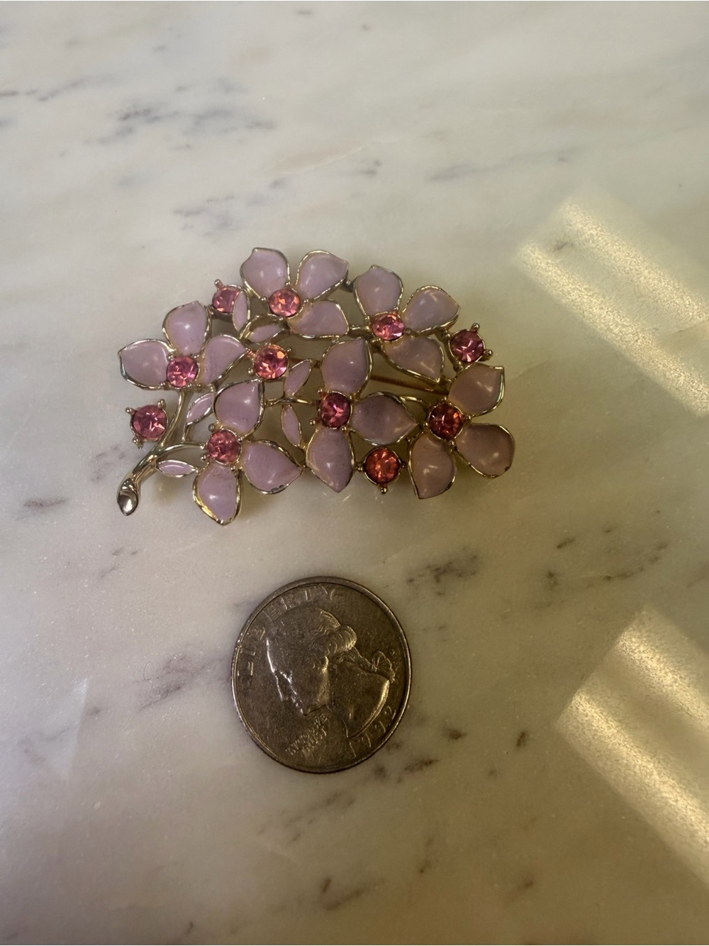 Pink Floral Crystal Brooch - Elegant Women’s Jewelry - Picture 3 of 5